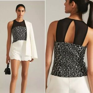 NWT Anthropologie Maeve Illusion Sleeveless Top Black Womens XS